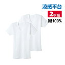 【5日限定エントリーで最大100%ポイントバック】涼感平台 冷感鹿の子 半袖U首 Tシャツ インナー 2枚組 日本製 グンゼ GUNZE | メンズ 男性 紳士...