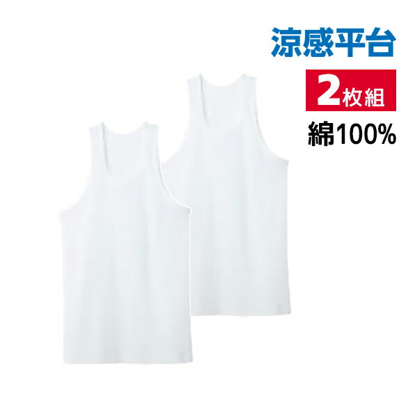 【クーポン10%OFF】涼感平台 冷感鹿の子 ランニング シャツ インナー 2枚組 日本製 グンゼ 