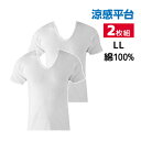 【クーポン10%OFF】涼感平台 夏ひんやり クールコート加工 綿100% 半袖U首 インナー Tシャツ 2枚組 LLサイズ グンゼ GUNZE | 大きいサイ...