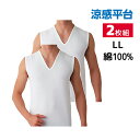 【クーポン10%OFF】涼感平台 夏ひんやり クールコート加工 綿100% V首スリーブレスシャツ インナー 2枚組 LLサイズ グンゼ GUNZE | 大きい...
