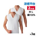 【クーポン10%OFF】送料無料 同色3組セット 計6枚 涼感平台 夏ひんやり クールコート加工 綿100% V首スリーブレスシャツ インナー 2枚組 グンゼ ...