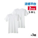 【クーポン10%OFF】送料無料 同色3組セット 計6枚 涼感平台 抗菌防臭 速乾フライス 半袖丸首 インナー Tシャツ 2枚組 グンゼ GUNZE | 小さい...