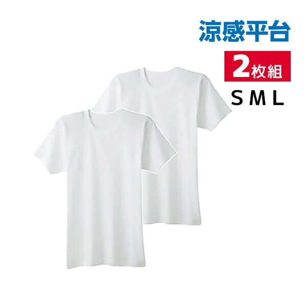 楽天モテ下着 楽天市場支店【25日限定エントリーで最大100％ポイントバック】涼感平台 抗菌防臭 速乾フライス 半袖丸首 インナー Tシャツ 2枚組 グンゼ GUNZE | 小さいサイズ メンズ 男性 紳士 クルーネック 丸首 半袖 涼感 涼しい 肌着 下着 インナーシャツ 紳士肌着 白tシャツ シャツ 半袖インナー