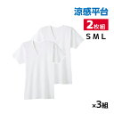 【クーポン10%OFF】送料無料 同色3組セット 計6枚 涼感平台 抗菌防臭 速乾フライス 半袖V首 インナー Tシャツ 2枚組 グンゼ GUNZE | 小さい...