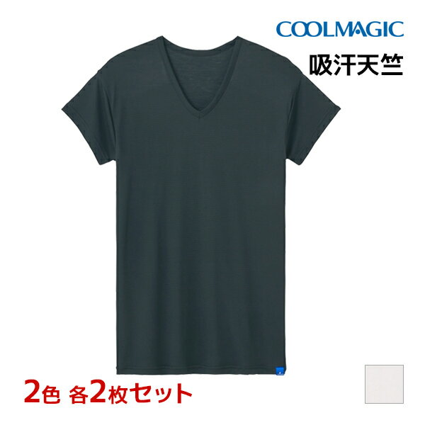 2色2枚ずつ 4枚セット COOLMAGIC クールマジック 吸汗天竺 汗取り付きVネックTシャツ 短袖 日本製 男性 グンゼ GUNZE2色2枚ずつ 送料無料4枚セット COOLMAGIC クールマジック 吸汗天竺 汗取り付きVネックTシャツ 短袖 日本製 男性 グンゼ GUNZE 通販 まとめ買い セット2色を各2枚ずつの同サイズのセット販売となります。 【注・お届けについて】送料無料対象地域は【沖縄県以外】となります。沖縄県は追加送料が発生いたします。ご了承くださいませ。【商品情報】●商品管理番号：MC1812A-B-SET2【COOLMAGIC（クールマジック）】とは吸水速乾性に加え蒸れにくいグンゼオリジナルの夏用快適素材です。[1]高い吸湿放湿性により衣服内をドライに保ちます。[2]洗濯を繰り返しても消臭力が持続します。[3]薄くて軽くて柔らかくさわやかな着心地です。●商品説明グンゼオリジナルの夏用快適素材を使用した「COOLMAGIC」の汗取り付きVネックTシャツ。「着ているのに涼しい」それがCOOLMAGIC。ユニクロのサラファイン・シルキードライ・AIRism(エアリズム)と同様のクールビズに最適な夏の機能性インナーウェアです。冷感性能を最大限に生かす素材構造によってひんやり感がアップ！すばやく汗を吸収・発散し衣服内のムレやベタつきによる不快感を軽減します。ふわっと軽く滑らかな肌触りも特長です。さらに消臭効果で気になる汗のニオイを防ぎます。●商品特性：Vネック・短袖・汗取りパッド付き・吸汗速乾・冷感・消臭加工・部屋干し対応(クレメルマスター天竺)●素材：(本体)レーヨン55％・ポリエステル45％　(脇パッド部)レーヨン45％・綿40％・ポリウレタン15％●サイズ：【M】【L】【LL】●メーカー：GUNZE（グンゼ）・日本製※実際の商品と画面上の色は異なる場合がありますので、ご了承ください。※サイズ表はこちら●男性下着・紳士肌着・メンズインナーメーカー希望小売価格はメーカーカタログに基づいて掲載しています●ラッピング無料（詳しくはこちら）　誕生日プレゼント・バースデープレゼント・クリスマスプレゼント　バレンタインデー・ホワイトデー・各種記念日・各種お祝い・父の日　母の日・敬老の日・彼氏や彼女への贈り物・ギフトや贈答品など　簡易的な包装紙のみになりますが対応致します。【はこぽす対応商品】【コンビニ受取対応商品】【楽天BOX受取対象商品】