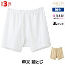【クーポン10%OFF】送料無料 同色3枚セット 快適工房 申又 前とじ 3Lサイズ 綿100% 日本製 パンツ グンゼ GUNZE | さるまた 猿股 前閉じ...