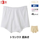 【5日限定エントリーで最大100%ポイントバック】送料無料 同色3枚セット 快適工房 トランクス 前あき 4Lサイズ 綿100% 日本製 パンツ グンゼ GUN...