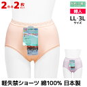 2色2枚ずつ 送料無料4枚セット ヒップ美人 軽失禁ショーツ LLサイズ 3Lサイズ 綿100% 日本製 西川合繊 |パンツ ショーツ 失禁 軽失禁 失禁パンツ...