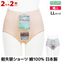 2色2枚ずつ 送料無料4枚セット ヒップ美人 軽失禁ショーツ LLサイズ 綿100% 日本製 西川合繊 |パンツ ショーツ 失禁 軽失禁 失禁パンツ 女性用 失...
