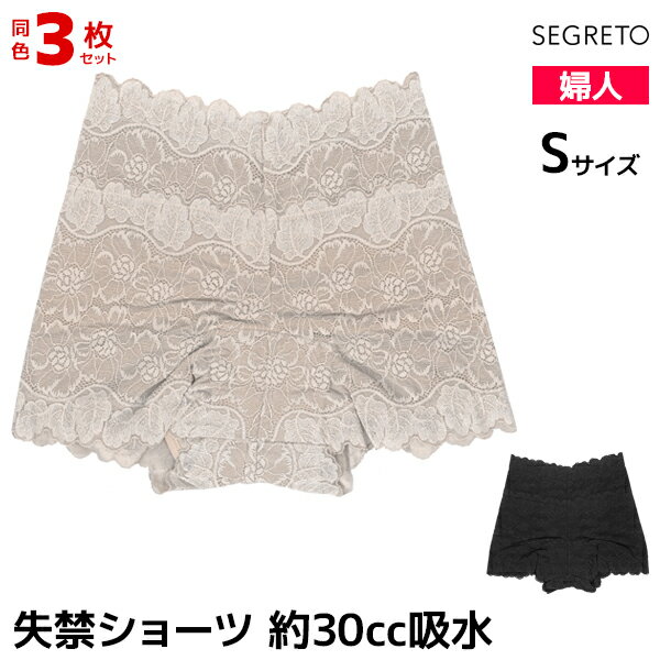 楽天モテ下着 楽天市場支店50％OFF 送料無料3枚セット SEGRET セグレート 総レース 尿漏れパンツ 約30cc吸水 女性用 婦人用 レディース レディス 尿漏れショーツ 失禁ショーツ 失禁パンツ | 尿もれ かわいい レディースインナー 婦人肌着 女性下着 産後 訳あり SALE 半額 Sサイズ