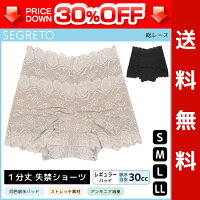 30%OFF 送料無料 SEGRETO セグレート 総レース 尿漏れパンツ 約30cc吸水 女性用 レディース 尿漏れショーツ 失禁ショーツ 失禁パンツ | 大きいサイズ サニタリーパンツ サニタリーショーツ 尿もれ かわいい 産後 尿漏れ対策 尿もれパンツ 女性 下着 パンツ 尿漏れ 訳あり