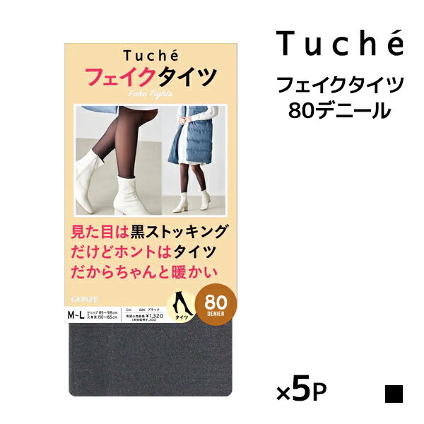 送料無料同色5枚セット Tuche トゥシェ フェイクタイツ 80デニール タイツ ストッキング グンゼ GUNZE | ストッキング風タイツ フェイク あったかタイツ 暖かい シアータイツ シアー 透けて見える 透け感 黒ストッキング 透け感タイツ フェイクストッキング 黒タイツ 防寒