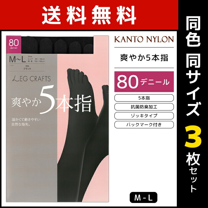 送料無料 同色3枚セット 爽やか5本指 80デニール タイツ 五本指タイツ 日本製 関東ナイロン | 5本指 五本指 5足指 五足指 パンスト 5本指タイツ レディース 女性 ストッキング パンティストッキング ブラック 黒 黒タイツ あったかタイツ 5本指ストッキング 暖かい あったか