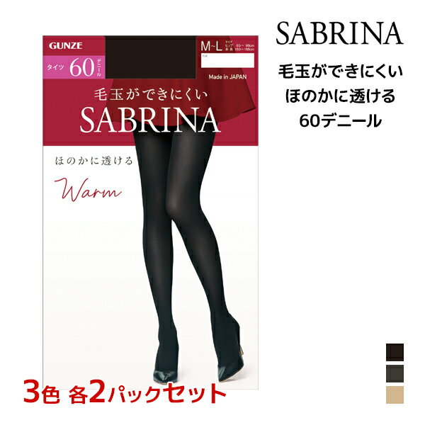 3色2枚ずつ 送料無料6枚セット SABRINA サブリナ ウォームタイツ ほのかに透ける 60デニール タイツ グンゼ GUNZE | あったか あったかタイツ 暖かい 防寒 シアー シアータイツ 透け 肌色 ストッキング 黒タイツ 結婚式 パーティー パンティーストッキング おしゃれ オフィス