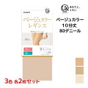 【クーポン10%OFF】3色2枚ずつ 送料無料6枚セット you and ユーアンド ベージュ 10分丈 レギンス 80デニール U& グンゼ GUNZE| 肌...