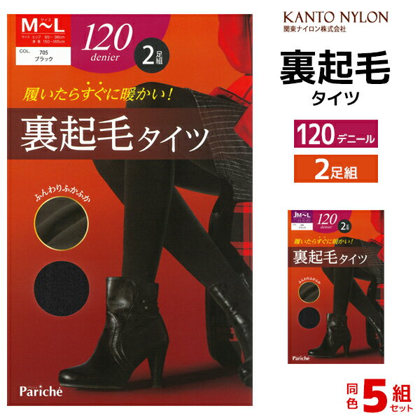 送料無料 同色5組セット 計10足 裏起毛タイツ 120デニール 2足組 関東ナイロン | タイツ 裏起毛 あったかタイツ 黒 ブラック 防寒 パンスト ストッキング m l jml 黒タイツ 冬 暖かい 起毛タイツ 温かい あたたかい 足 冷え対策 冷え症 防寒タイツ 寒さ対策 足元 あったかい