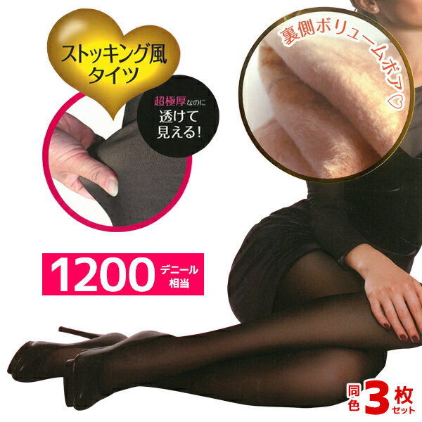 送料無料 同色3枚セット 1200デニール 暖max フェイクタイツ 裏ボア 関東ナイロン | タイツ 厚手 肌色 素肌に見えるタイツ素足に見える ベージュ 透け感 裏ボアタイツ 透けて見える 毛布タイツ 素肌に見える 防寒 防風 ストッキングみたいなタイツ ストッキング風 あったか
