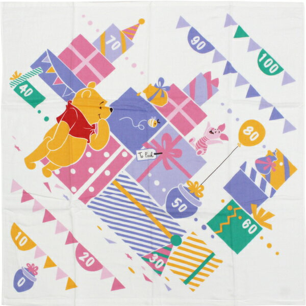 丸眞 くまのプーさん 湯上げタオル バスタオル プレゼントいっぱい メモリ付き 身長計 ディズニー キャラクターグッズ 綿100% コットン | グッズ プチギフト 可愛い タオル かわいい ギフト キャラクター 出産祝い 赤ちゃん 子供 キッズ ベビー 保育園 子ども プレゼント