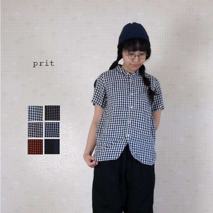 【SALE30%OFF】prit(プリット）21/1フレンチリネンギンガムチェック レギュラーカラーシャツ 82979 P82084　【PIN】