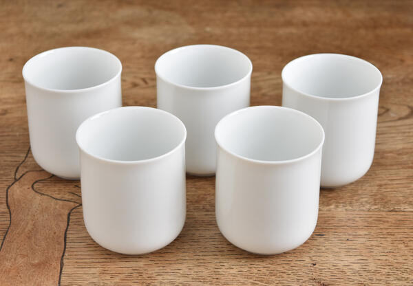 5個セット薄手で上品　切立　まっしろ　湯飲み　湯のみ　フリーカップ　しろい 白い ホワイト 白い器　白い食器 白い陶器
