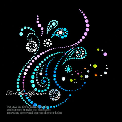 【スパングル】 スパンコールモチーフ （レオタード用の大きな流線のモチーフ） アイロン接着可 XLサイズ
