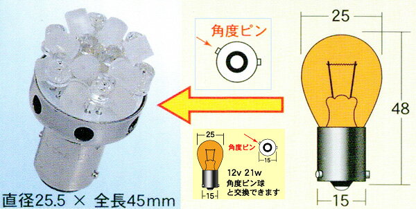 M＆H 超高輝度 電球型LED L・ビーム OR（オレンジモデル）/L820U OR（角度ピンタイ...