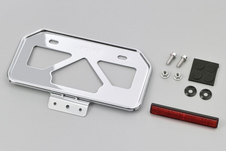 Rakuten - DAYTONA 軽量アルミナンバープレートホルダー リフレクター付き（クローム）Mサイズ（原付用山型） 17668
