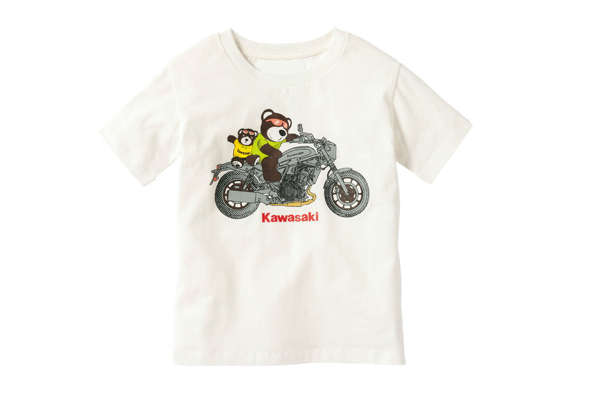 楽天バイクパーツ MotoJam 楽天市場店KAWASAKI カワサキ タンデムスターベアーTシャツ（kids）ホワイト