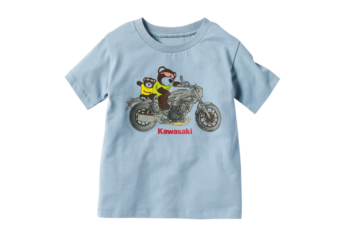 楽天バイクパーツ MotoJam 楽天市場店KAWASAKI カワサキ タンデムスターベアーTシャツ（kids）ブルー