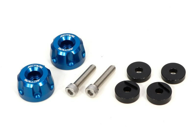 ACTIVE アクティブ HONDA/SUZUKI用 M6 カラー付 アルミバーエンド リボルバー φ30-L18 ブルー 60800225HS