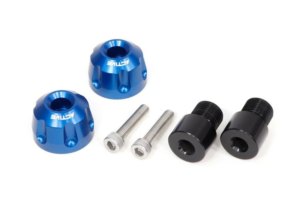 在庫有り ACTIVE アクティブ YAMAHA用 M16 アダプター付 アルミバーエンド リボルバー φ33-L22.5 ブルー 60800231Y