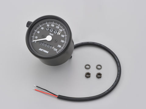 在庫有り DAYTONA デイトナ 機械式スピードメーター φ60 ホワイトLED照明　ブラックボディ/ブラックパネル 15623