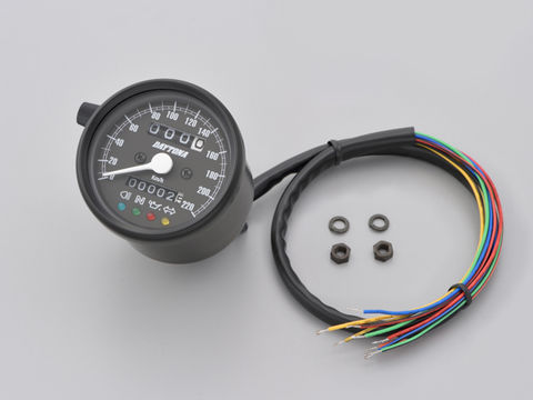 在庫有り DAYTONA デイトナ 機械式スピードメーター φ60 ホワイトLED照明　ブラックボディ/ブラックパネル 15627