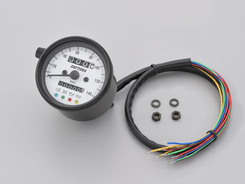 20260415 予定 DAYTONA デイトナ 機械式スピードメーター φ60 ホワイトLED照明　ブラックボディ/ホワイトパネル 15628