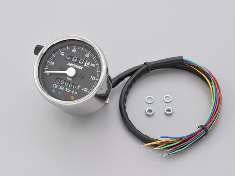 DAYTONA デイトナ 機械式スピードメーター φ60 ホワイトLED照明　ステンレスボディ/ブラックパネル 15637