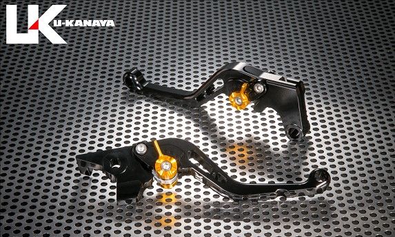 U-KANAYA ユーカナヤ スタンダードタイプ ショートアルミビレットレバー左右セット KAWASAKI ニンジャ H2 SX 2018-2021 : ニンジャ H2 SX SE 2018-2021 : ニンジャ H2 SX SE+ 2019-2021 KA079-136-0202-01 レバーカラー：ゴールド アジャスターカラー：ブラック