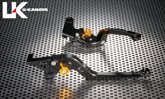 U-KANAYA ユーカナヤ 可倒式Rタイプ アルミビレットレバー左右セット YAMAHA MT-09 RN69J 2021- ※MT-09 SP RN69J 不可 YA035-133-0707-05 レバーカラー：グリーン アジャスターカラー：レッド