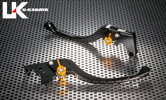 U-KANAYA ユーカナヤ ツーリングタイプ アルミビレットレバー左右セット KAWASAKI Z650RS KA080-086-0802-06 レバーカラー：ゴールド アジャスターカラー：チタンカラー