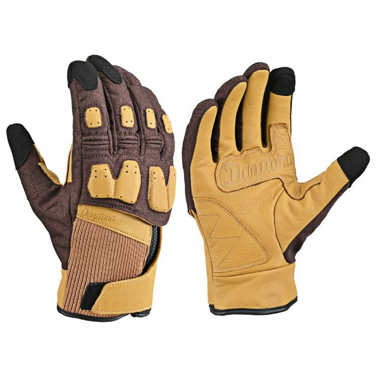 在庫有り 当日発送 DAYTONA デイトナ 冬秋 革(ヤギ革) 防水 防風 ソフトプロテクター スマホ対応 握りやすい ストレッチ素材 蒸れない リブパットウィンターグローブ DG-024 ブラウン Mサイズ 63296
