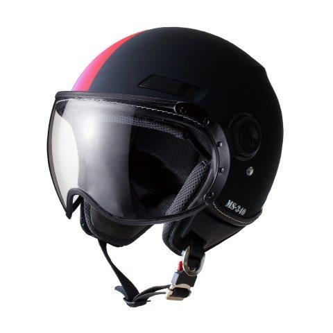 Marushin マルシン工業 マルシンコウギョウ MS-340 アシンメトリック ヘルメット カラー:レッド Mサイズ(57cm-58cm)