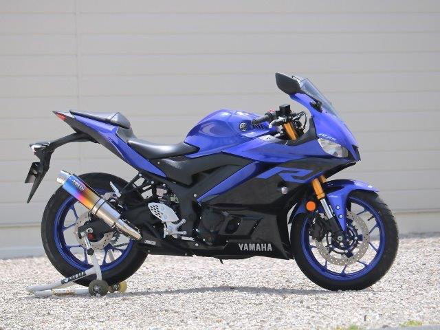 WR’S ダブルアールズ マフラー ラウンド・焼き色チタンサイレンサー スリップオン YZF-R25/YZF-R3 BK2255JM