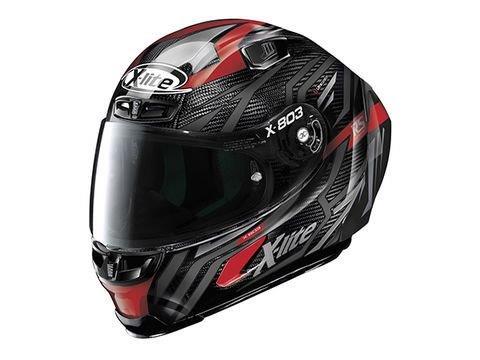 NOLAN(ノーラン) バイク用 ヘルメット フルフェイス Mサイズ(57-58cm) X-lite X-803RS ウルトラカーボン DECEPTION(レッド/76) 32950【仕様1】カーボンとコンポジットファイバーをシェルに採用。帽体はMFJ公認SG規格、シールドはECE規格をクリアーしました。軽さと強度を両立させたフラッグシップモデル【仕様2】高速走行時やスポーツライディング時の快適性と安定性を実現する、レーストラックエアロダイナミックスポイラー標準装備【仕様3】トップ、フロント、サイド、リア部に大型ベンチレーション、内装に立体メッシュを採用することで、ヘルメット内部の空気を効率良く換気【仕様4】ダークスモークシールド同梱(クリアシールド標準装備)。曇り止めPINLOCKシートと大型ブレスディフレクターを付属【仕様5】イタリア製生地の内装は肌触りが良く、活性炭による抗菌効果もあり清潔です。脱着洗濯も可能ですので、清潔な状態を維持いただくことが可能です※ ダークスモークシールド同梱(クリアーシールド標準装備)