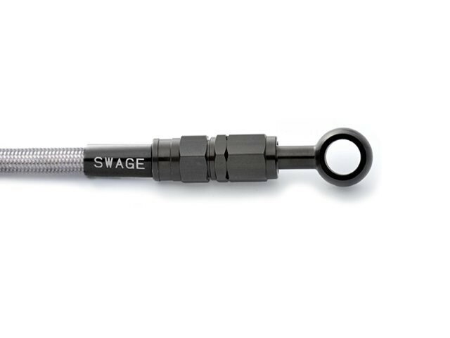 【抽選で最大100％ポイントバック】 SWAGE-LINE スウェッジライン フロントホースキット ステンBLK/クリア アドレスV100 91-04 BTF474