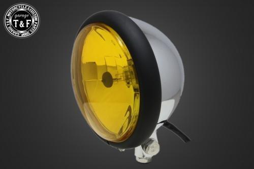 【抽選で最大100％ポイントバック】Garage T&F ガレージ ティーアンドエフ 5.75インチベーツライト(マットブラック/メッキ)イエローレンズ仕様+各種ステーSET マグナ250(S) ステーA 6080552