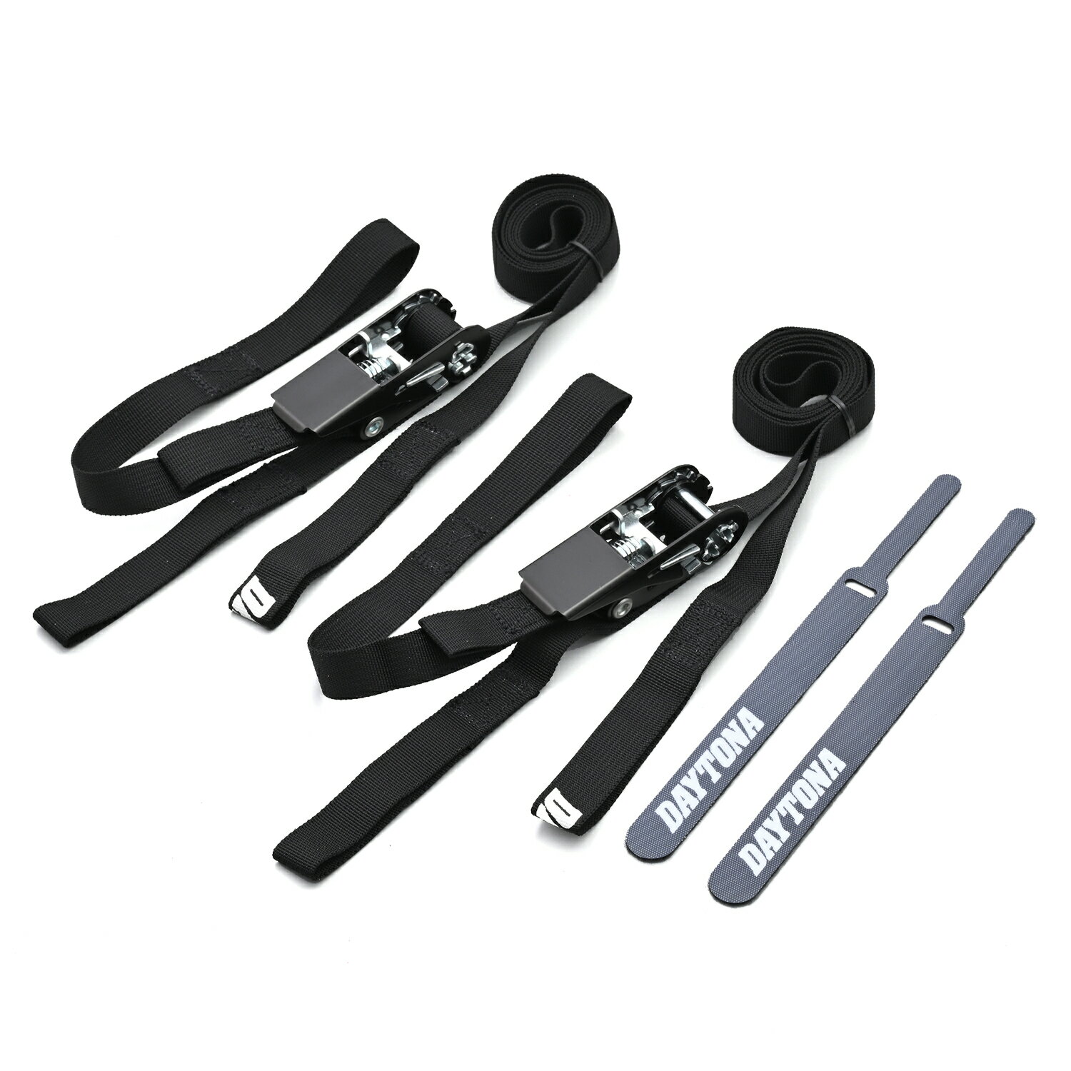 【スーパーSALE限定！P2倍！クーポン配布！】 デイトナ DAYTONA バイク用 ラッシングベルト 2本入り ラチェット式 耐荷重100kg ベルト幅20mm ループタイプ ブラック 42068