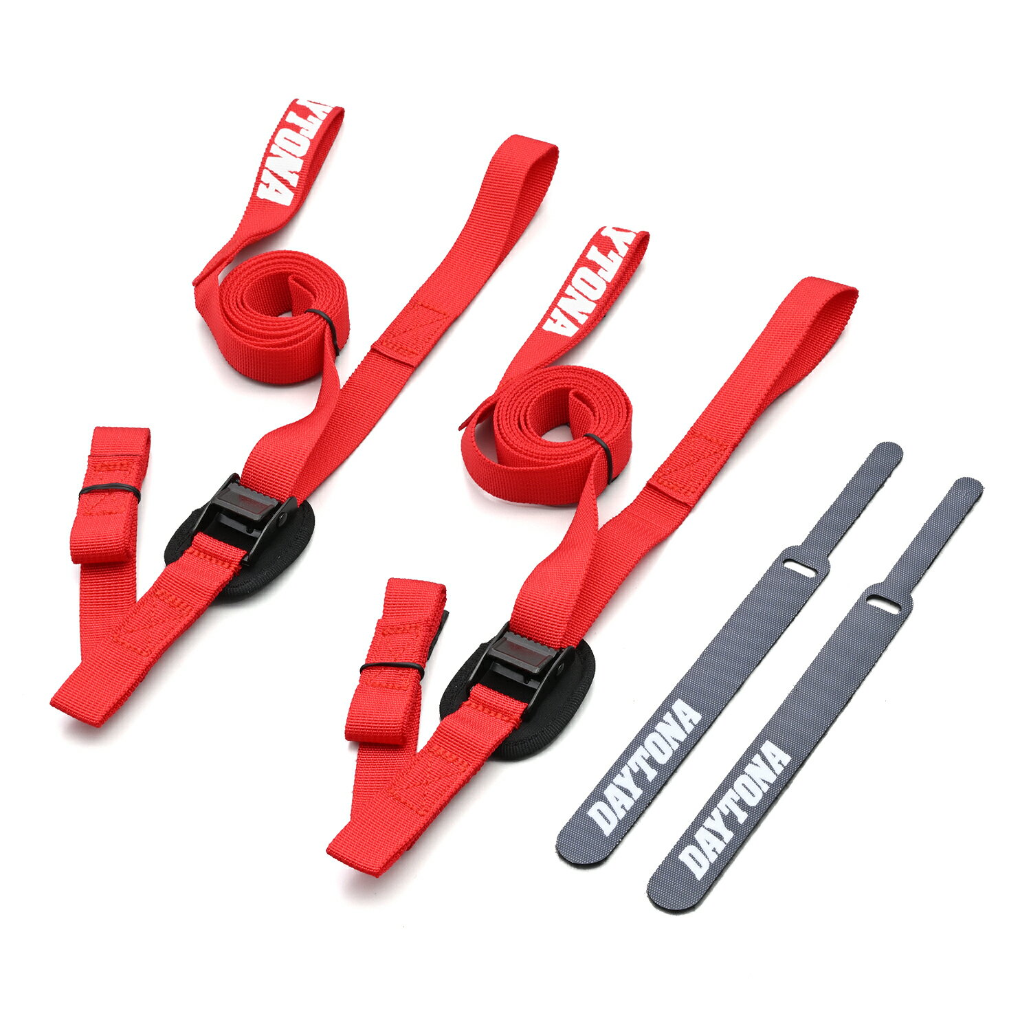 【スーパーSALE限定！P2倍！クーポン配布！】 デイトナ DAYTONA バイク用 ラッシングベルト 2本入り カムバックル式 耐荷重100kg ベルト幅20mm ループタイプ レッド 42071