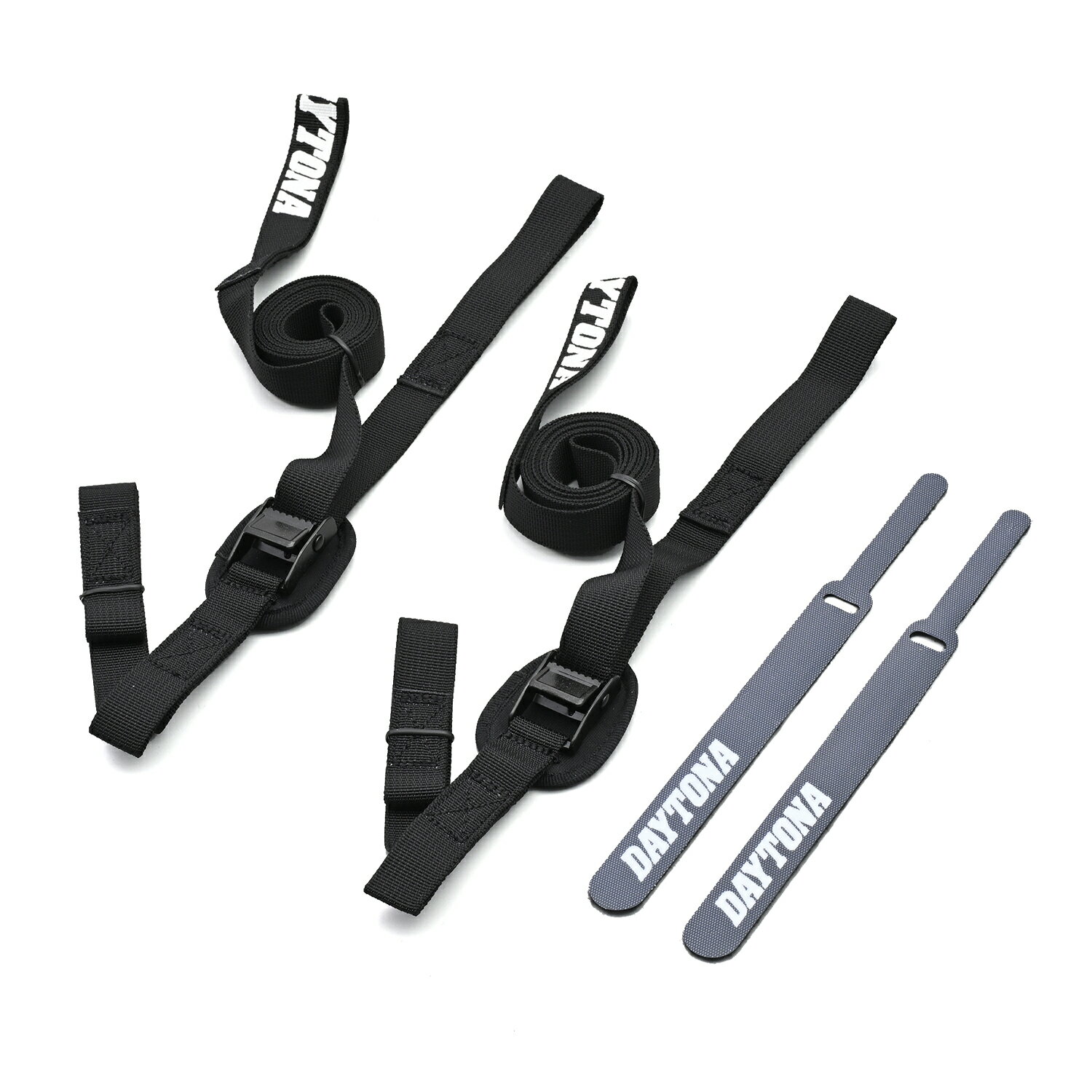 【スーパーSALE限定！P2倍！クーポン配布！】 デイトナ DAYTONA バイク用 ラッシングベルト 2本入り カムバックル式 耐荷重100kg ベルト幅20mm ループタイプ ブラック 42147