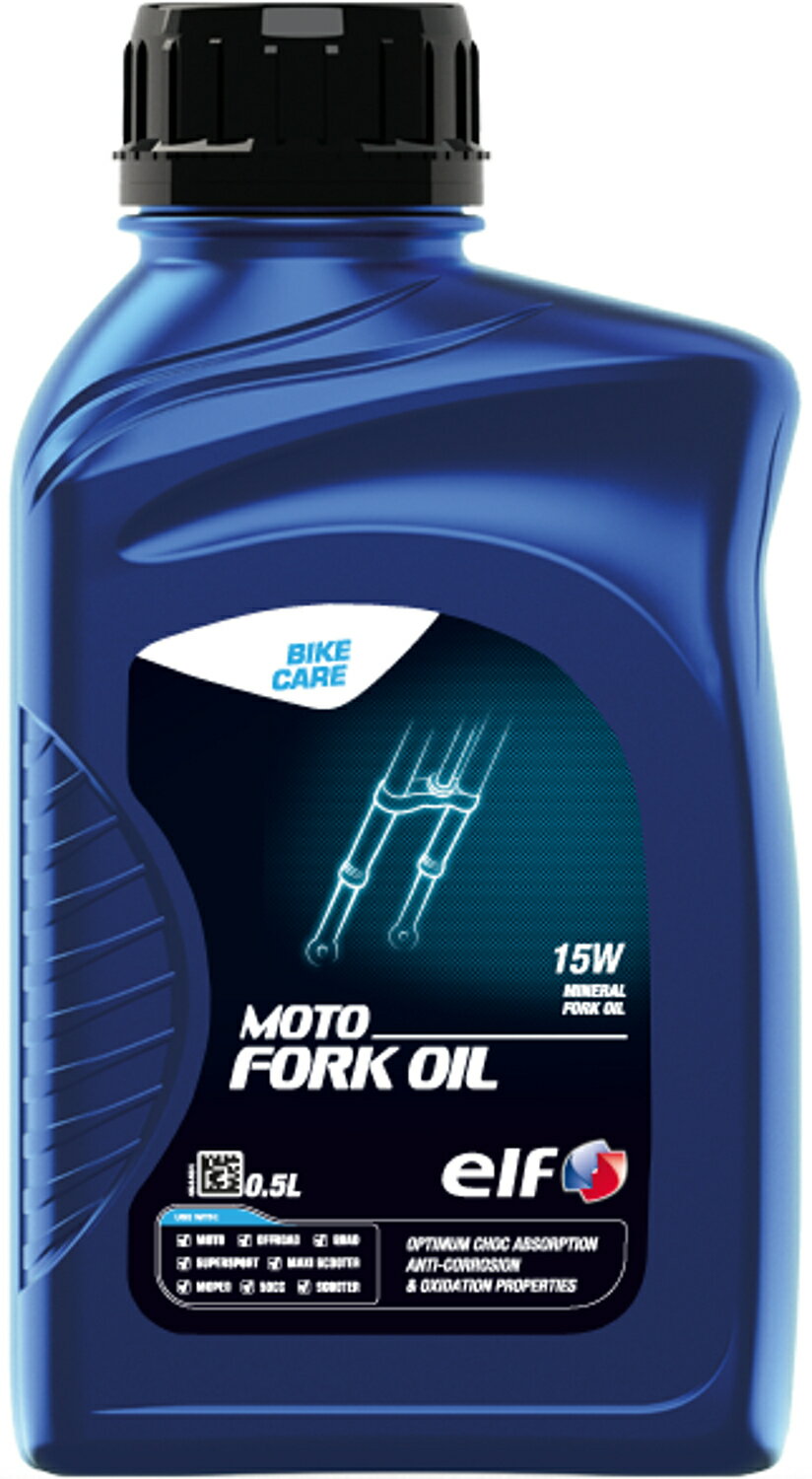 【20日は全品ポイント2倍！】 elf(エルフ) バイク用 フォークオイル MOTO FORK OIL (モト フォークオイル) 15W 高精製鉱物油 0.5L 213964