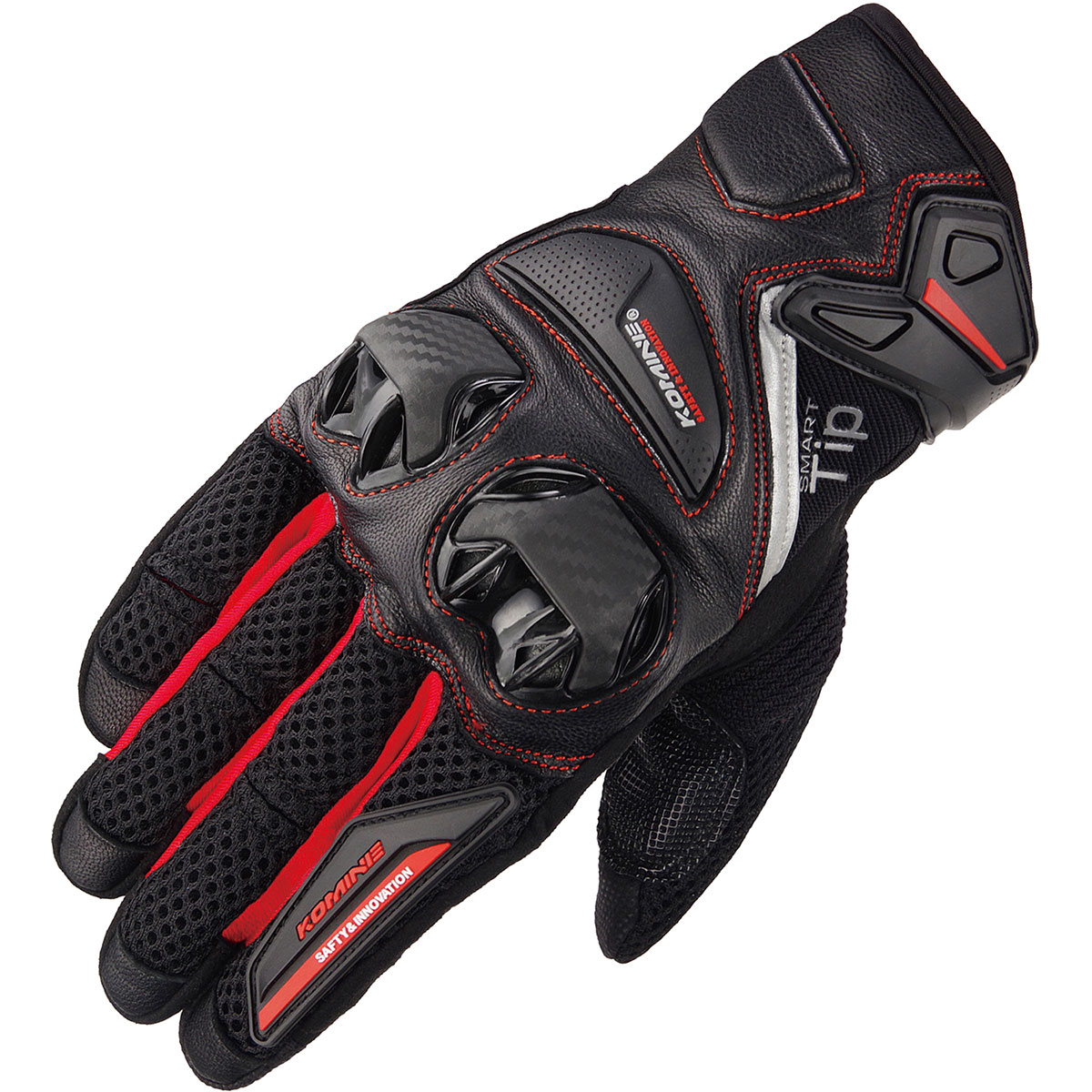 【20日は全品ポイント2倍！】 コミネ KOMINE バイク用 グローブ Gloves GK-234 プロテクトレザーメッシュグローブ ブラック レッド 黒 赤 Lサイズ 06-234/BK/RD/L