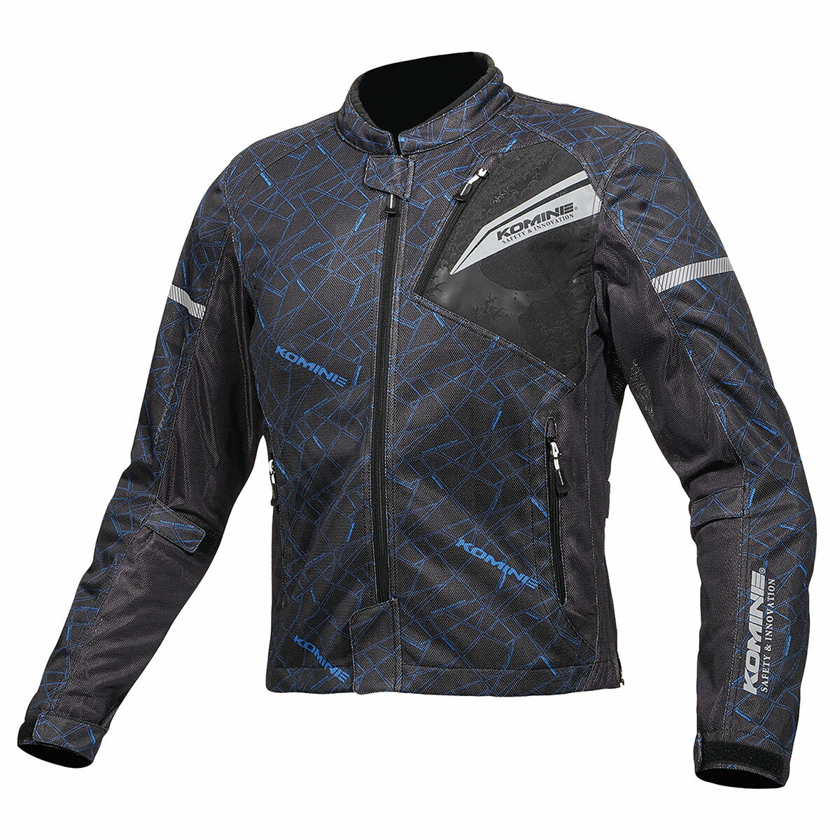【25日限定！全品P2倍！クーポン配布！】 コミネ KOMINE バイク用 ジャケット Jacket JK-140 プロテクトフルメッシュジャケット クラッシュ ブルー ブラック 青 黒 3XLサイズ 07-140/CBL/BK/3XL